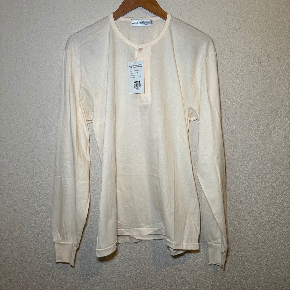 NWT Barong Filipino Mens XXL Long Sleeve Henley 100% Cotton Beige Cream‎ Casual